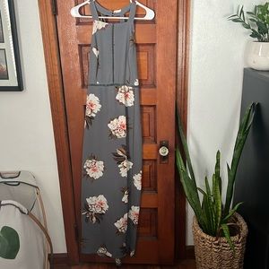 Grey floral maxi dress